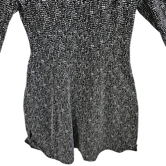 Taylor Women's 8 Elbow Sleeve Knee Length Dress Black White Dot Print Modest - Picture 3 of 6